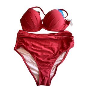 Cupshe Rust‎ Color Bathing Suit Women's Size Large Top Molded Cups